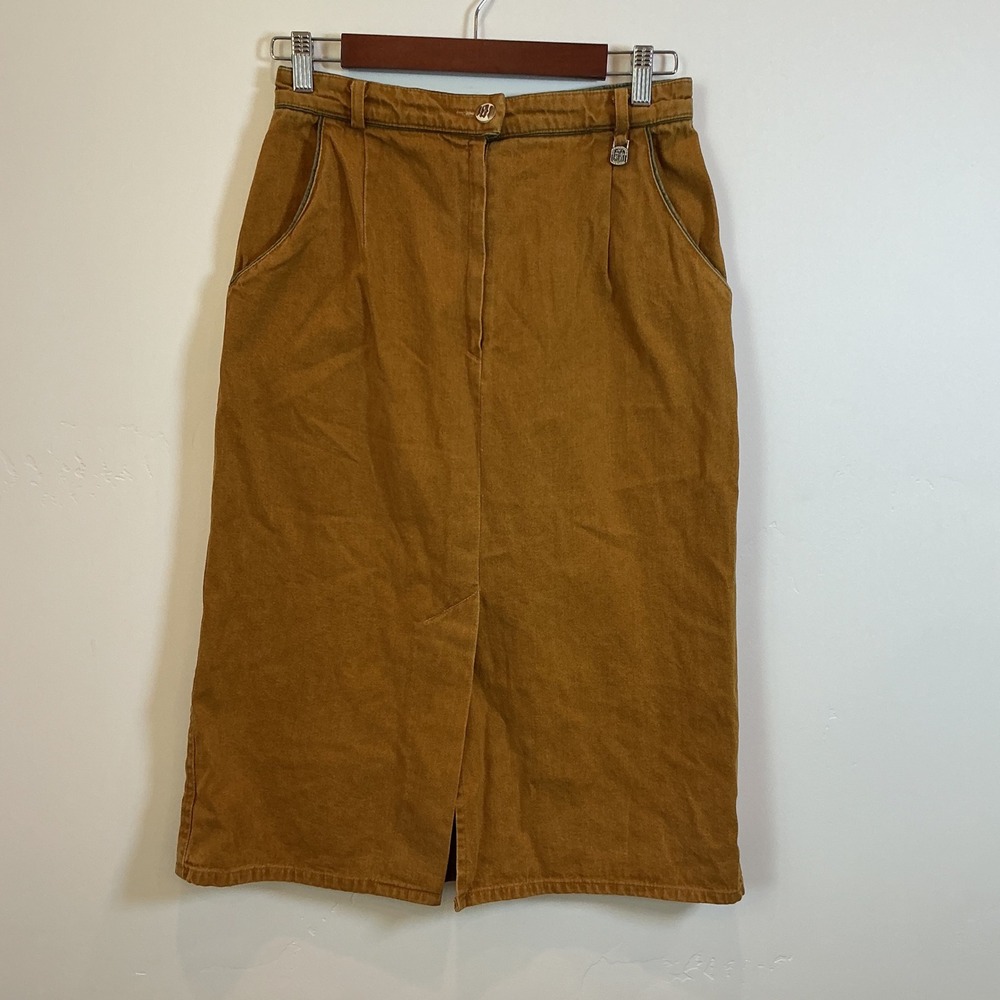 Hammerschmid Vintage Trachten Cotton Midi Skirt Mustard Yellow High Waist 27w